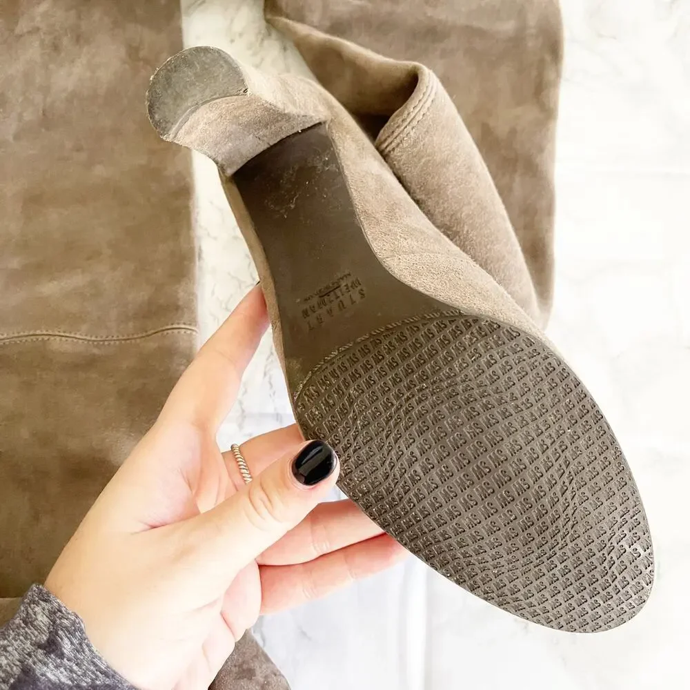 STUART WEITZMAN Highland Suede Over The Knee Boot Light Gray 8